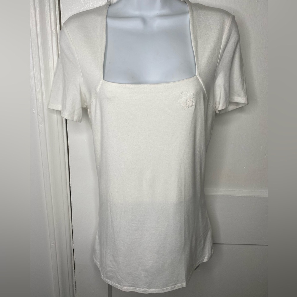TED BAKER NWT Gerbela White Women's Short Sleeve Square Neck Top